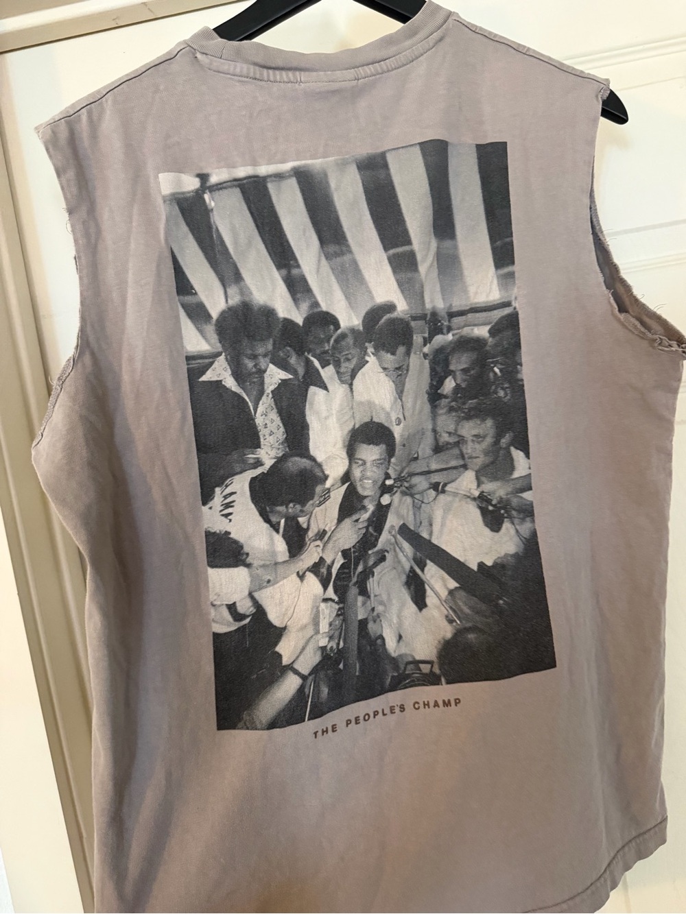 PALACE Gray Sleeveless Tee with Yellow Brand Tag Muhammad Ali